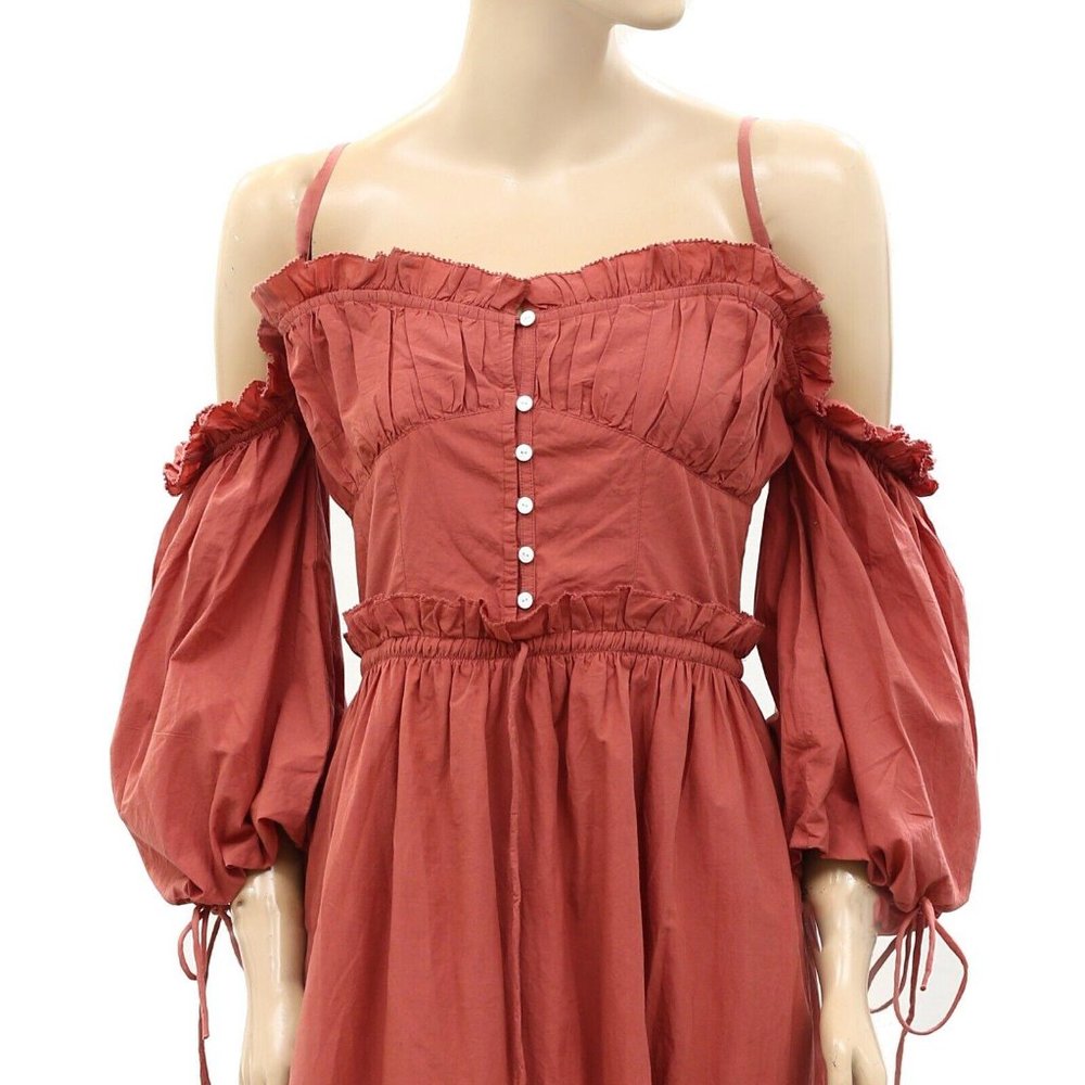 The Great Cold Shoulder Solid Ruffle Maxi Long Dr… - image 2